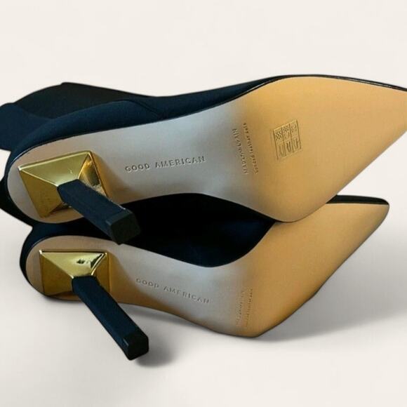 Good American Black Pointed Toe Kickstand Heel Neoprene Chelsea Boot 11.5 NEW - Picture 5 of 5